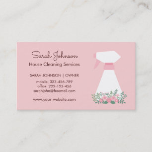 Spray Fles Floral Cleaning Service Roze Visitekaartje
