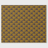 Spray floral, PAPIER À CADEAU 1-BLEU-OR-1-Style (Plat)