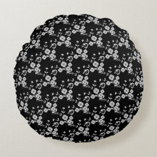 Spray floral-S1-noir-blanc-16po COUSSIN ROND