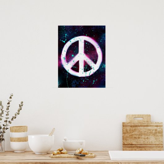 Spray Painted Peace Sign Poster (Keuken)