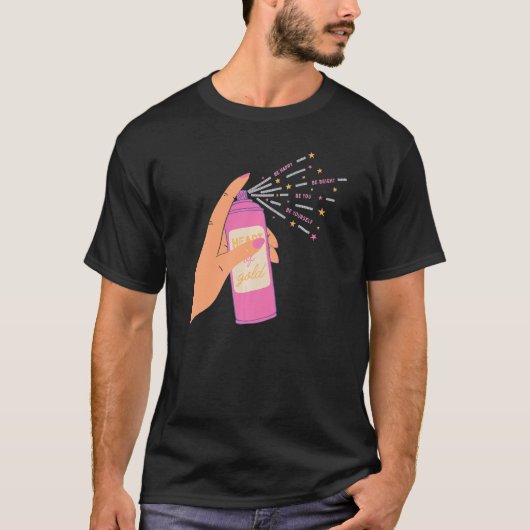 Spray Sparkle in hand Heart Wees blij T-shirt (Voorkant)