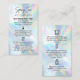 Spray Tan Aftercare Kaart Visitekaartje