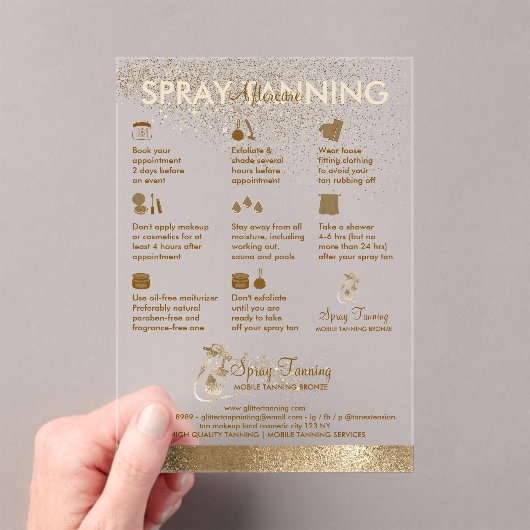 Spray Tan Bronze Zon Transparant Acryl Uitnodigingen (Insitu (Draagbaar))