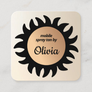 Spray Tan Copper Sun Rays Business Square B Vierkante Visitekaartje