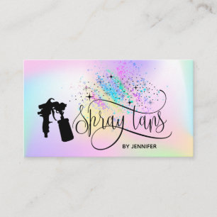 Spray tan eenhoorn holografie regenboog glitter dr visitekaartje