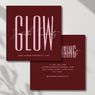 Spray tan gloed moderne typografie script rood vierkante visitekaartje