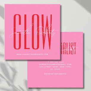 Spray tan gloed moderne typografie script roze vierkante visitekaartje