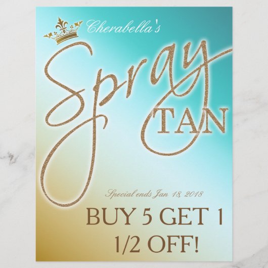 Spray Tan Gold Glitter Crown flyer (Voorkant)