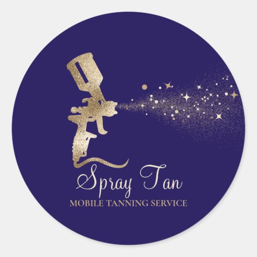 Spray Tan Mobile Tanning Air Brush Navy Ronde Sticker (Voorkant)