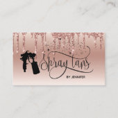 Spray tan script druppelen glitter goud visitekaartje (Voorkant)