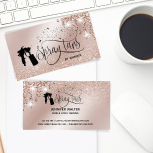 Spray tan script glitter Gold druppels Visitekaartje
