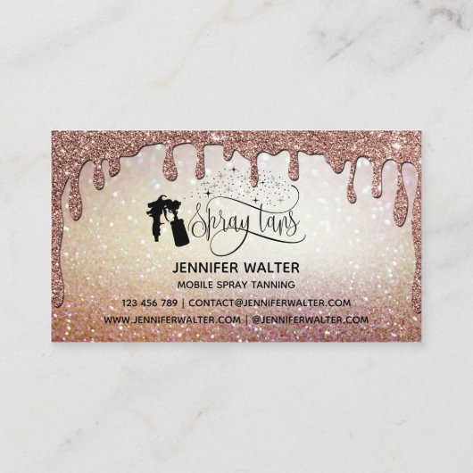 Spray tan script glitter goud marmeren textuur visitekaartje (Achterkant)