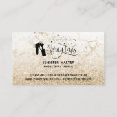 Spray tan script glitter goud marmeren textuur visitekaartje (Achterkant)