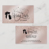 Spray tan script glitter goud visitekaartje (Voorkant / Achterkant)