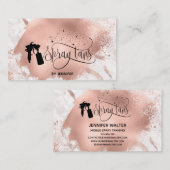 Spray tan script glitter roos gouden splash marmer visitekaartje (Voorkant / Achterkant)