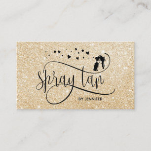 Spray tan script goud glitter confetti harten visitekaartje