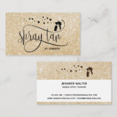 Spray tan script goud glitter confetti harten visitekaartje (Voorkant / Achterkant)