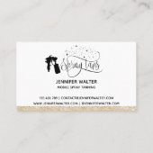 Spray tan script goud glitter confetti visitekaartje (Achterkant)