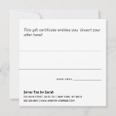 Spray Tan Tanning Salon Gift Certificate Kaart (Achterkant)