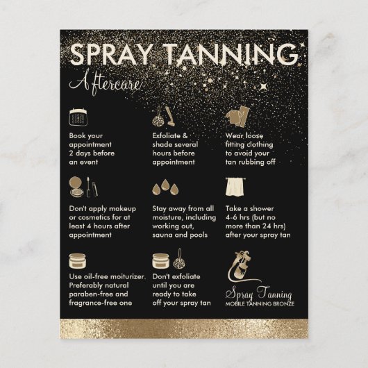 Spray Tanning Bronze Body Paint Aftercare Flyer (Achterkant)