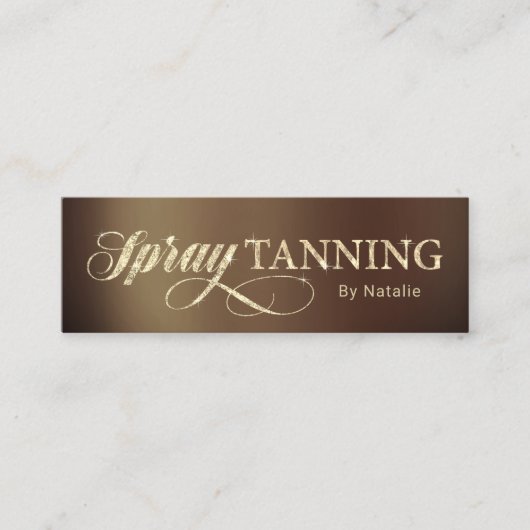 Spray Tanning Elegant Gold & Tan Mini Visitekaartje (Voorkant)