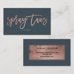 Spray tans logo elegant roos goud typografie grijs visitekaartje