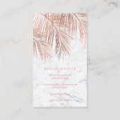 Spray tans script roos gouden palmboom blad marmer visitekaartje (Achterkant)