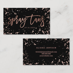 Spray tanz script roos gold confetti splatters visitekaartje