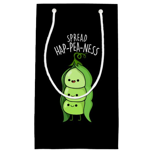 Spread Hap-pea-ness Funny Peas Pun Dark BG Klein Cadeauzakje (Voorkant)