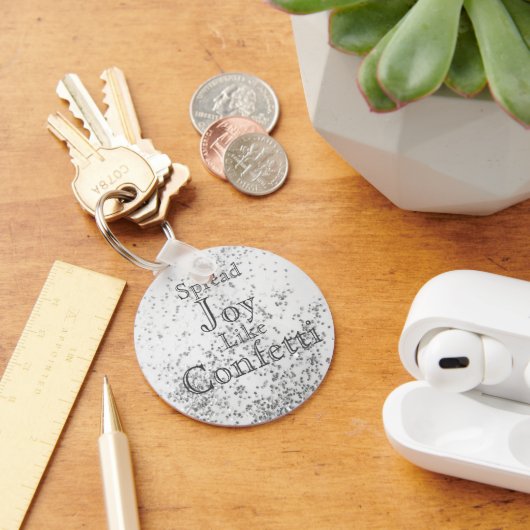 Spread Joy like Confetti White Sleutelhanger (Bureau)