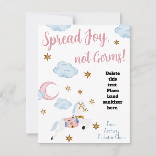 Spread Joy not Germs Kinder Hand Sanitizer Cadecar Kaart (Voorkant)
