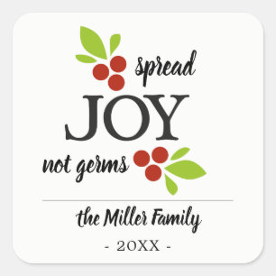Spread Joy not kiemen Christma Hand desinfecterend Vierkante Sticker