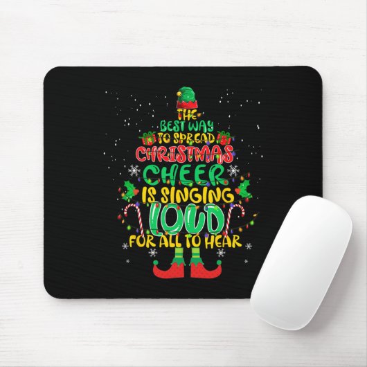 Spread kerstman zingt luide Kerstmis Elf p Muismat (Met muis)