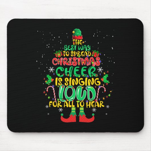 Spread kerstman zingt luide Kerstmis Elf p Muismat (Voorkant)