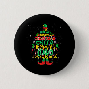 Spread kerstman zingt luide Kerstmis Elf p Ronde Button 5,7 Cm