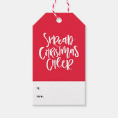 Spread kerstmis met hand Lettered Red Holiday Cadeaulabel (Voorkant)
