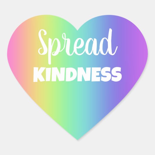 Spread Kindness Rainbow Hart Sticker (Voorkant)