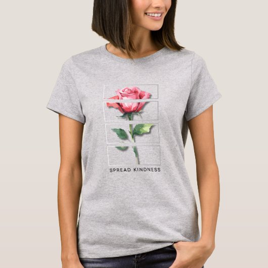 Spread Kindness T-shirt – Waterverf Roos Art (Voorkant)