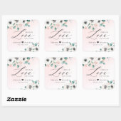 Spread Love Anemone floral blush bruiloft Vierkante Sticker (Vel)