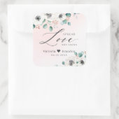 Spread Love Anemone floral blush bruiloft Vierkante Sticker (Tas)