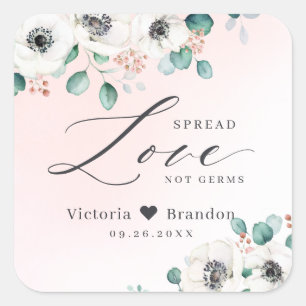 Spread Love Anemone floral blush bruiloft Vierkante Sticker