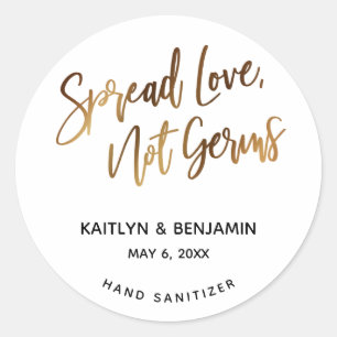 Spread Love, geen Germs Gold Handwriting Ronde Sticker