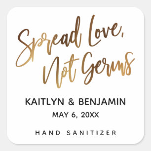 Spread Love, geen Germs Gold Handwriting Vierkante Sticker