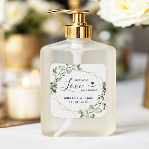 Spread Love Geometric Eucalyptus Wedding Sanitizer Vierkante Sticker