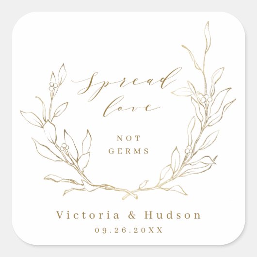 Spread Love Gold simpel elegant botanisch Vierkante Sticker (Voorkant)