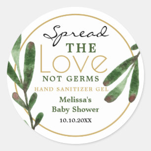 Spread Love Greenery Baby Shower Handdesinfecteren Ronde Sticker