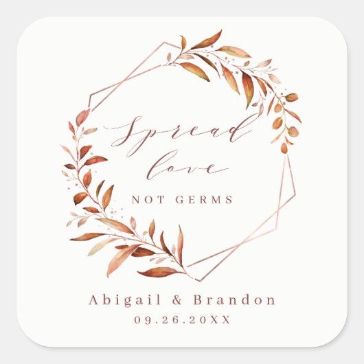 Spread Love Greenery Geometric Herfst Rustic Weddi Vierkante Sticker (Voorkant)