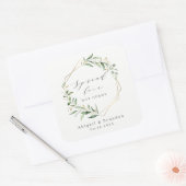 Spread Love Greenery Gold Geometric Rustic Wedding Vierkante Sticker (Envelop)