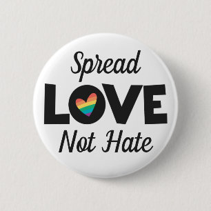 Spread Love haat niet LGBT pride regenbooghart Ronde Button 5,7 Cm