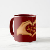 Spread Love Heart Hands Gold Combo Mug (Devant gauche)